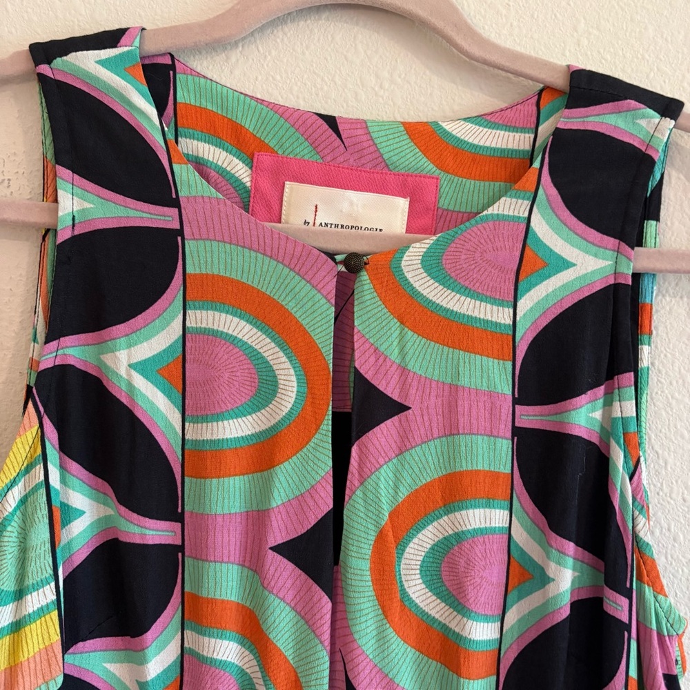 Anthropologie Kenzie Asymmetrical Dress Knee-Length Sleeveless Women’s 10 Retro - Picture 5 of 10